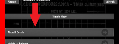 Aircraft details.