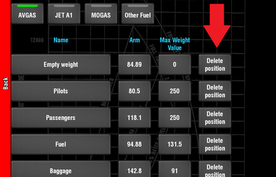 Delete position button.