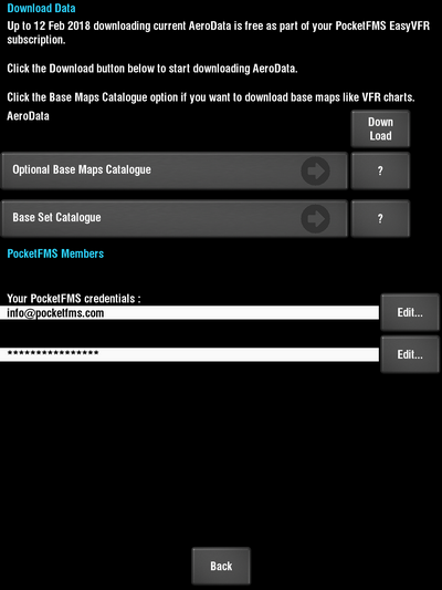 Data download screen.