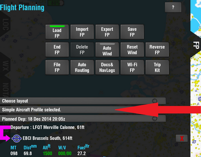 Aircraft profile on FP tab.